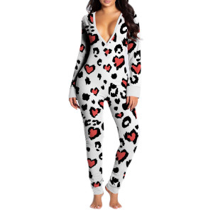 V-neck Bodysuit Casual Clothing,Button Functional Button Flip Adult Pajamas,Leggings Pullover Sleepwear Factory Price