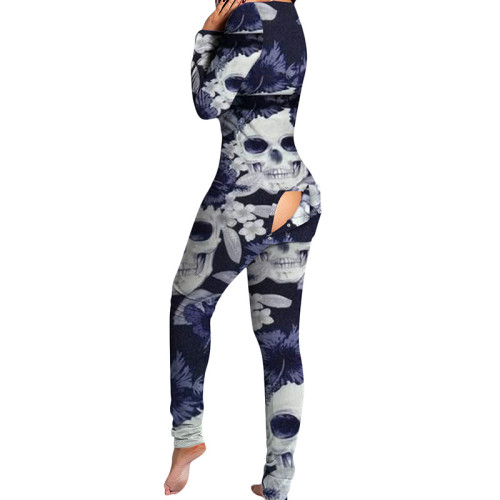 Rompers for Woman, Printed Halloween Long Sleeve Milk Silk Onesie Wholesale Low MOQ