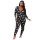 One Piece Sleepwear Womens, New Printed V-neck Tights Long Sleeve Pants Factory Price