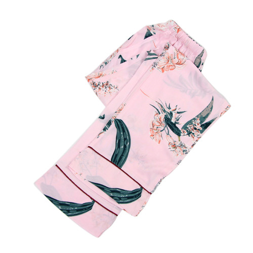 Soft Breathable Cotton Fabric with Broken Flower Pattern Long Pajama Pants For Winter Autumn Season