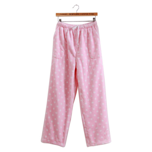 Flannel Dyeing Fabric Elastic Waist Thickened Cute Pajamas Pants Simple and Natural for Home wearing