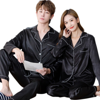 Men's Plain Pajamas,Couple Ice Silk Pajamas Autumn and Winter,Long Sleeve Cotton Men's and Women's Cardigan Suppliers