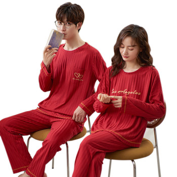 Plus Size Man Pajamas, Newly Married Couple Pajamas Set, Pure Cotton Round Neck Sleepwear Low MOQ