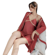 Nightgown for Woman, Spring Summer Ice Silk Robe and Slip Dress Factory Price