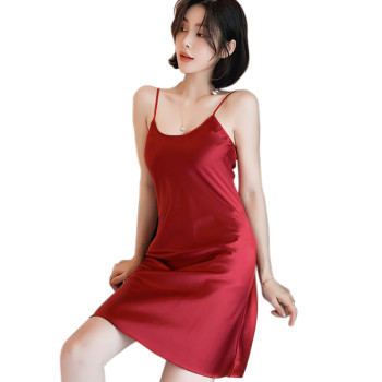 Imitation Silk Sleeveless Night Dress Short Custom Size Satin Home Wear