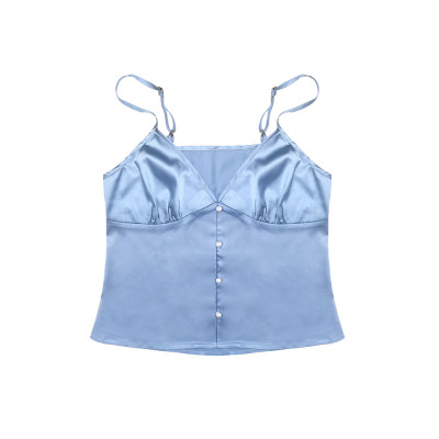 Woman's Satin Pajamas, Sleeveless Shorts Solid Two Pieces Sleepwear Set Customized