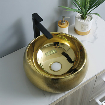 ceramic golden washbasin Drawing process sanitary ware wholesale for bathrrom