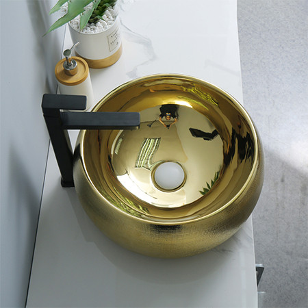 Luxus Stil Zeichenprozess Sanitärkeramik Waschbecken Badezimmer goldene Farbe einzigartige Waschbecken Waschbecken Großhandel