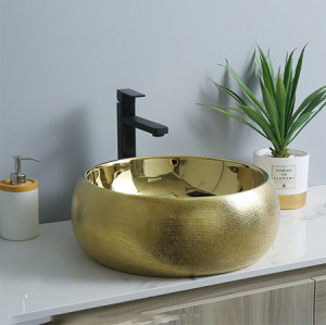 ceramic golden washbasin Drawing process sanitary ware wholesale for bathrrom