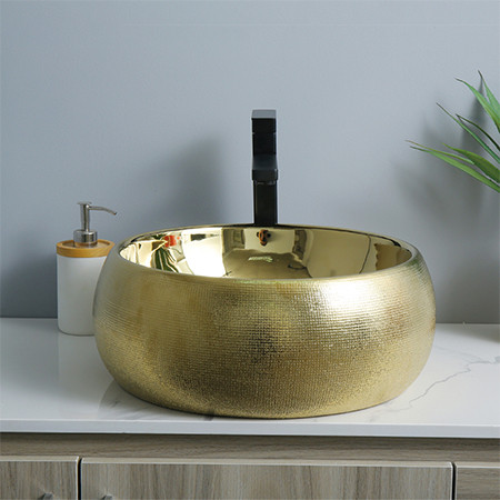 Роскошный стиль процесса рисования сантехника керамическая раковина ванная комната золотого цвета уникальная раковина для умывальника оптом