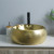 Proceso de dibujo de estilo de lujo sanitarios lavabo de cerámica baño color dorado lavabo único lavabo al por mayor