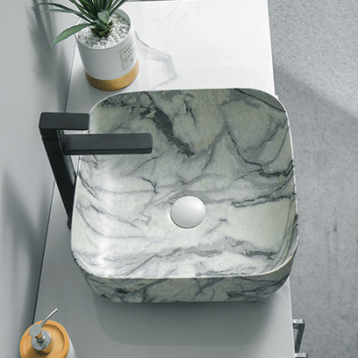 countertop basin Water transfer printing feature ceramic for bathroom
