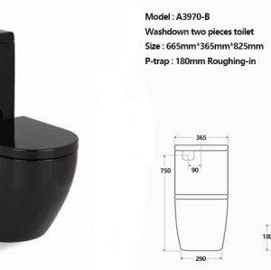Washdown Toilette Spülung schwarze Toilette zweiteilige Toilette mit Soft Close Toilettensitz Keramik Toilette Großhandel