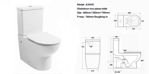Wasserzeichen- und WELs-zertifiziertes Waschbecken-Badezimmer-Badeanzug für zweiteilige Toilettenkeramik-Toiletten