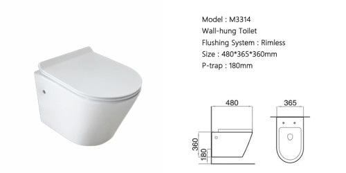 La pared china de alta calidad del producto del cuarto de baño de MWD colgó al por mayor sin borde del retrete del wc del rasante