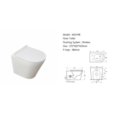 Rimless wall faced pan with inwall cistern chaozhou wall mounted for bathroom