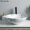 Water transfer printing sinks ceramic round countertop basin for Bathroom vanity