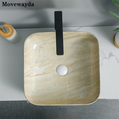 Hydrographics transfer printing style small square wash basin for bathroom