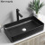 Lavabos de baño de encimera de lavabos de arte negro mate de cerámica de forma rectangular elegante moderna