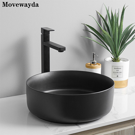 Custom wash basin porcelain above counter matte black vessel for bathroom