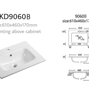 Length 600mm thin edge under counter basin vanity basin sanitary ware for hotel