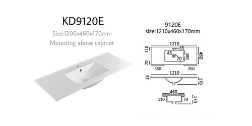 Length 1200mm thin edge wash basin rectangular ceramic for bathroom