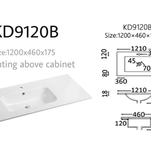 Longitud 1200 mm lavabo de borde fino lavabo rectangular lavabo de cerámica lavabo lavabo de baño lavabo