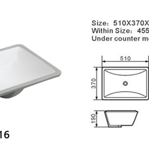 Lavabo rectangular semi empotrado de 510 mm de longitud, artículos sanitarios para baño, lavabo inferior