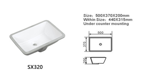 Длина 500 мм Полу-встраиваемая прямоугольная раковина для ванной комнаты Сантехника для раковины под столешницу