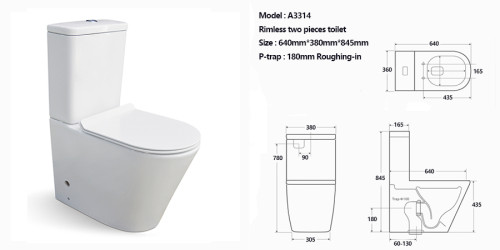 Wc Toilette hygienischen Wasserklosett leistungsstarke Spülung randlose Toilette Keramik Toilette chinesische Badezimmer Toilette zweiteilige Toilette Großhandel