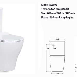 Moderne Keramik Badezimmer Tornado Toilette Großhandel WC zweiteilige Doppelspültaste Toilette für ältere Menschen