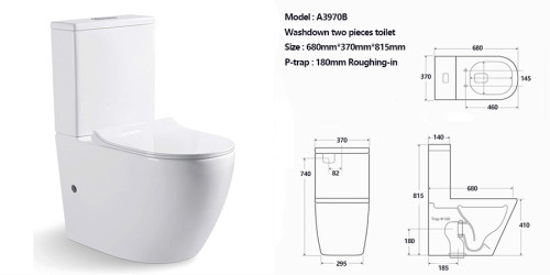 MWD Badezimmer WC Waschbecken Toilette zweiteilige Sanitärkeramik Weiß Keramik WC Toilette