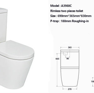 Badezimmer WC Toilette Australien Standard Wasserzeichen Keramik Toilette weiße Farbe randlose Toilette zweiteilige Toilette Großhandel