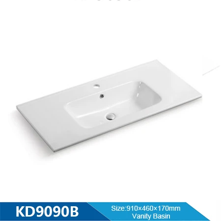 Longitud 900 mm fregadero de gabinete de borde delgado lavabo de baño lavabo rectangular al por mayor lavabo de cerámica