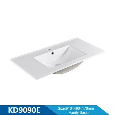 Longitud 900 mm fregadero de gabinete de borde delgado lavabo de baño lavabo rectangular al por mayor lavabo de cerámica