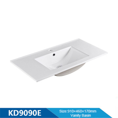 Length 900mm thin edge cabinet rectangular ceramic wash basin wholesale