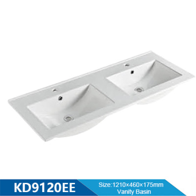 Longitud 1200 mm borde delgado lavabo rectangular lavabo de cerámica lavabo doble lavabo de baño lavabo de tocador