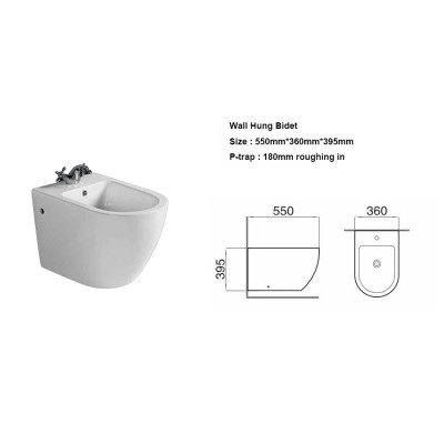 High quality white bidet ceramic bidet self cleaning wall hung bidet for hotel