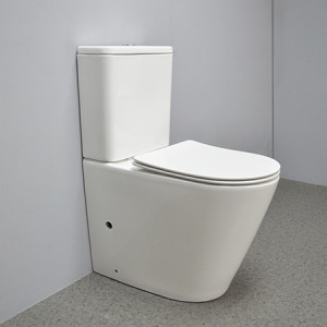 comfort height rimless two piece toilet p-trap back to wall for bathroom