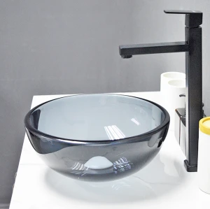 Modern tempered Galss small wash basin black vessel bowl for bathroom
