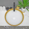 Basin bathroom ceramic white with yellow color hand wash basin for home or hotel