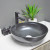 Fregaderos artísticos de la flor negra redonda de la forma del lavabo de cerámica para el cuarto de baño