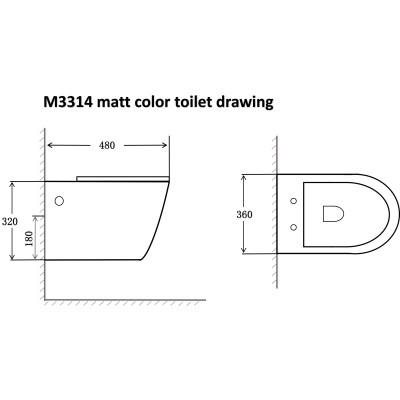 Concealed Tank Matte Black Wall Hung Toilet and Colorful Bathroom Ceramic