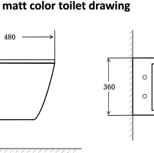 Inodoro suspendido en la pared negro mate con tanque oculto y baño de cerámica colorido