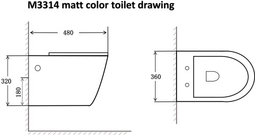 Inodoro suspendido en la pared negro mate con tanque oculto y baño de cerámica colorido