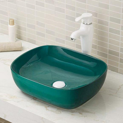 Modern bathroom rectangular gloss colorful conutertop wash hand basins ceramic