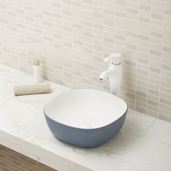 Hot selling grey color square sanitary ware design bathroom sink wash basin