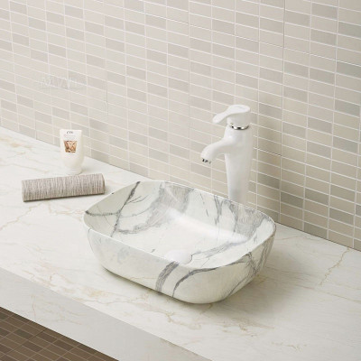 Artículos sanitarios rectangulares moderno lavabo de baño cuenco lavabos de mármol lavabos