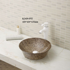 Lavabo de cerámica de la encimera de la forma redonda del fregadero de la buena calidad para el cuarto de baño