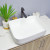 Lavabo de cerámica de color blanco con forma de rectángulo, lavabo de encimera para cuarto de baño